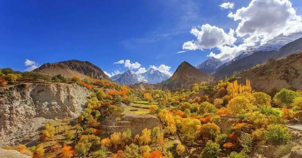 Beautiful Autumn view in hunza valley Northern Pakistan