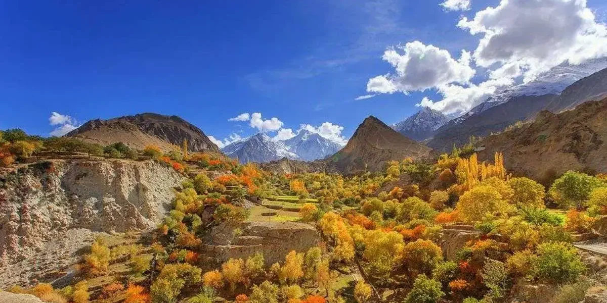 Beautiful Autumn view in hunza valley Northern Pakistan