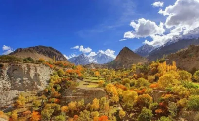 Beautiful Autumn view in hunza valley Northern Pakistan